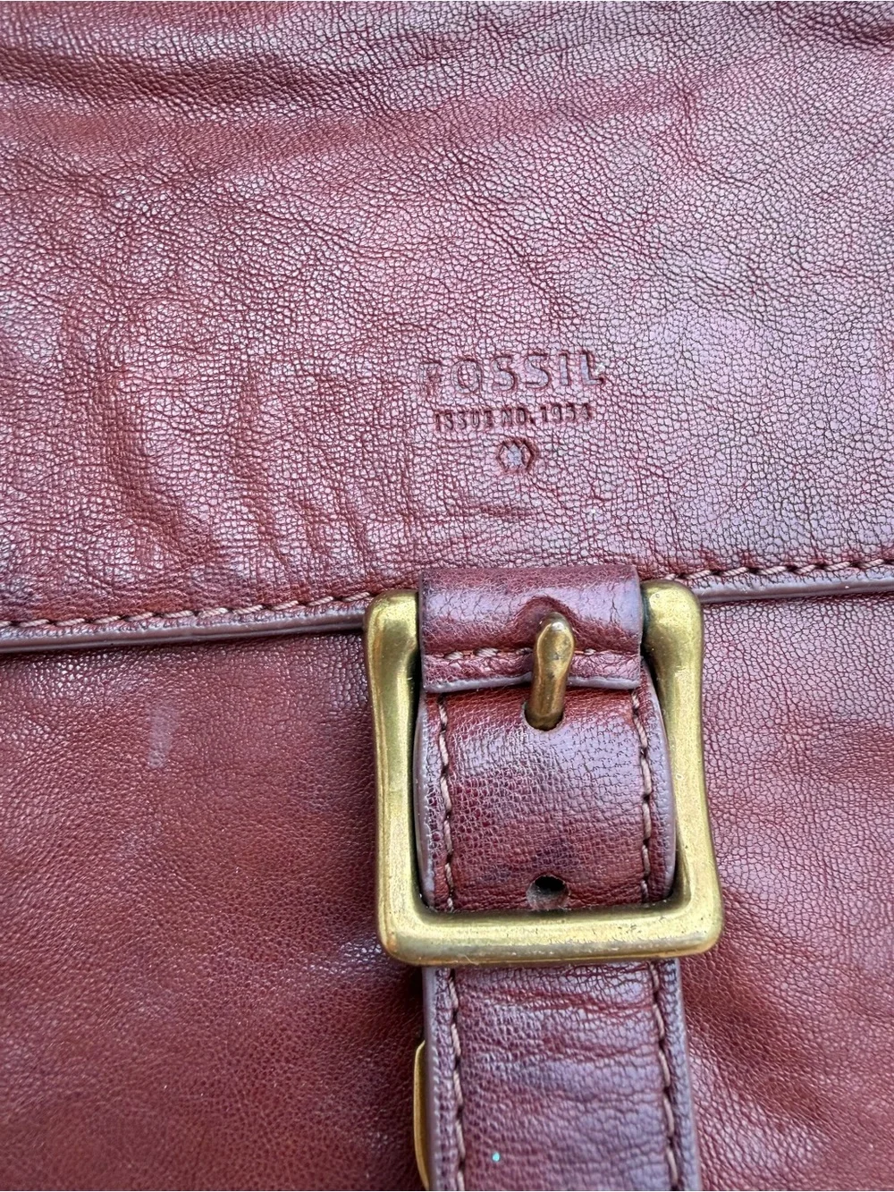 Vintage Fossil Leather Convertible Backpack Tote Burgundy Brown Distressed Bag